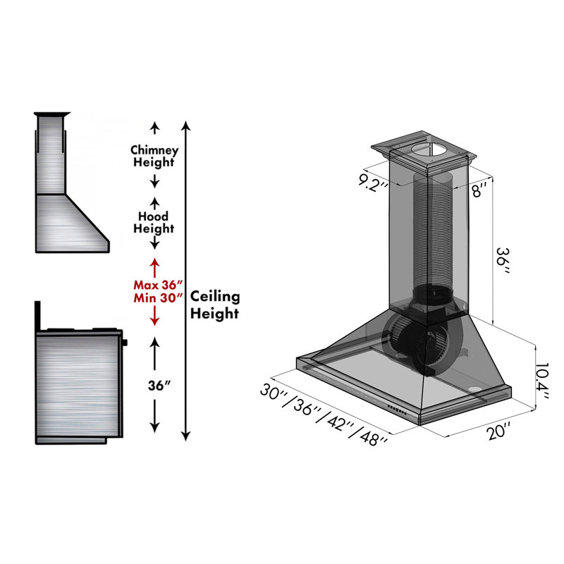 42" 400 CFM Ducted Wall Mount Range Hood, Oil-Rubbed Bronze