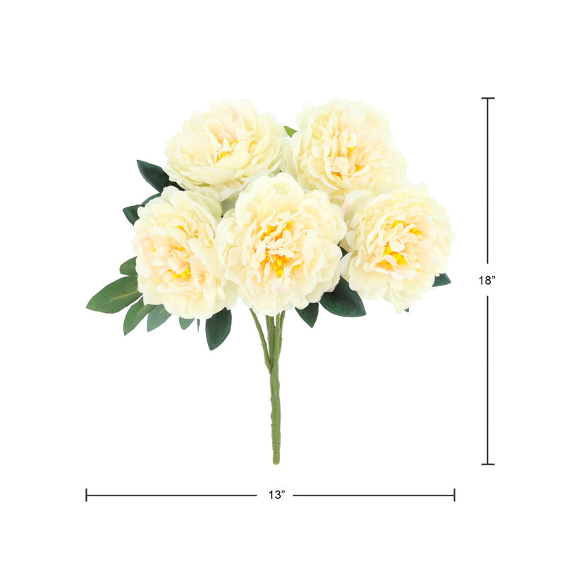 Bouquet de pivoines - ensemble de 6, Crème, crème