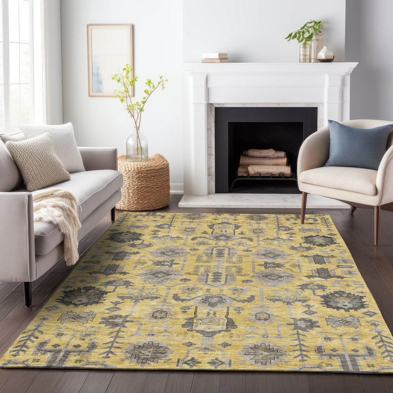 Premium Machine Washable Prisco Honey Rug, Rectangle 5' x 7'6"