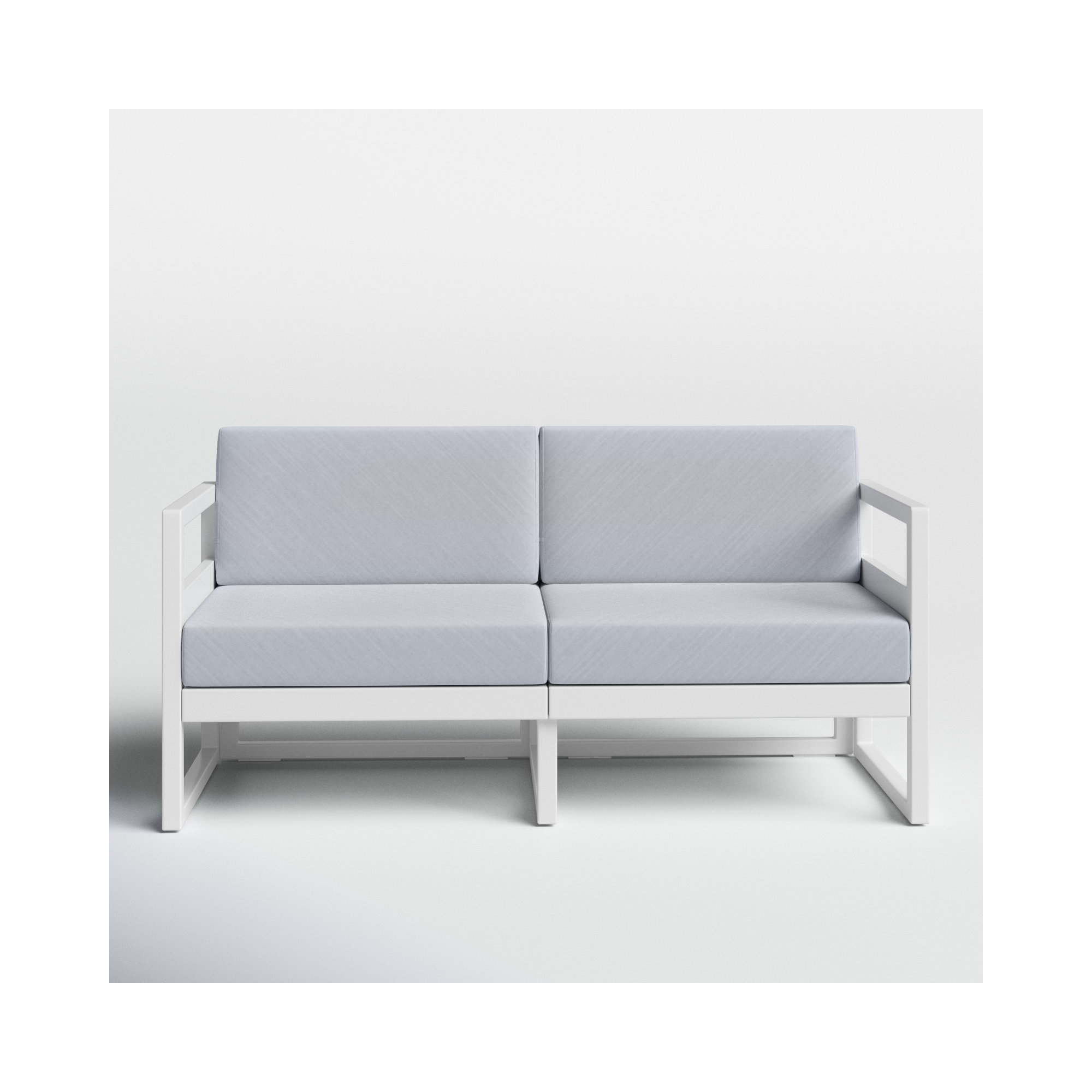 Lane 58'' Wide Straight Loveseat with Cushions, Canvas Granite Sunbrella® Canvas, White
