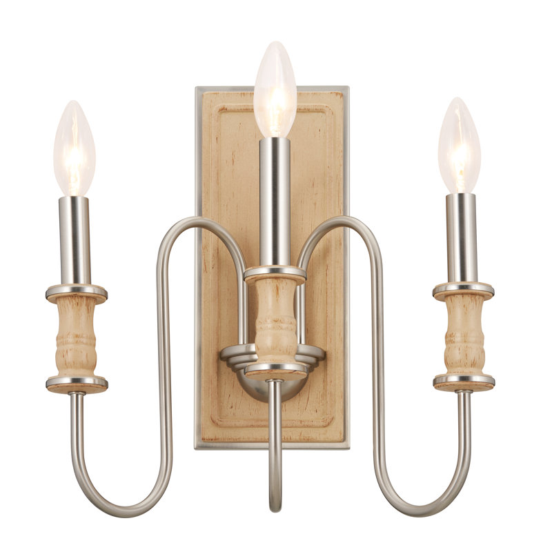 Applique murale 3 lumières en hêtre et nickel brossé 13 pouces Dilnoor