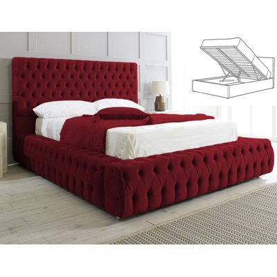 Elite Elegance Ambassador Ottoman Storage Bed - Premium Upholstered Velvet Bed Frame with Tall Headboard