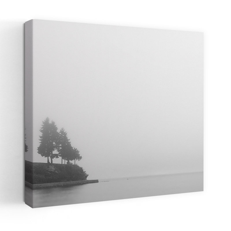 Foggy Coast 1, art abstrait de paysage côtier, H 24 po x l 24 po