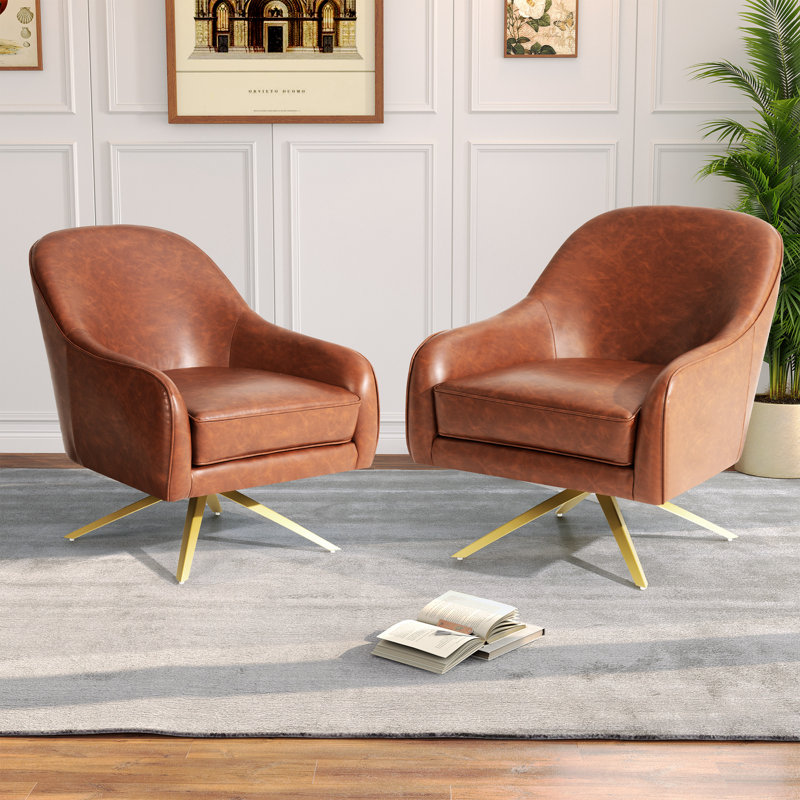 Bathford Faux Leather Swivel Club Chair