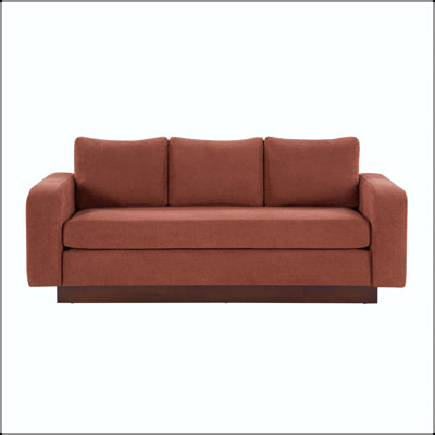 Canapé 80,7 po à 3 places avec tissu chenille, accoudoirs larges et base en bois d'hévéa