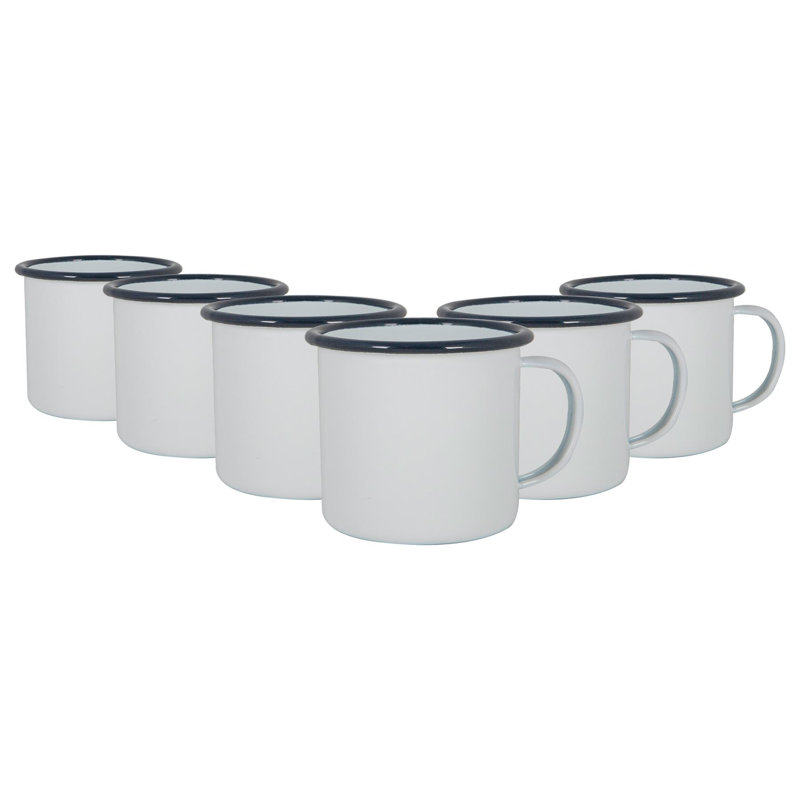 Enamelware Camping Mug, White/Dark Blue, 6