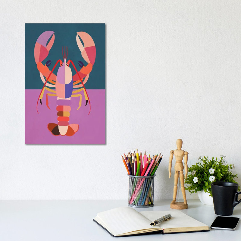 Abstract Lobster 1 Piece Wall Art on Canvas, 30.48 cm H x 20.32 cm W  x  1.905 cm D, Does Not Apply