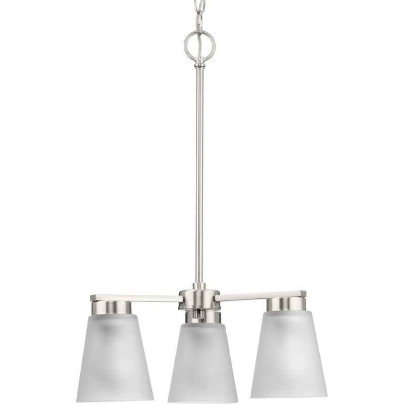 Lustre transitionnel à trois lumières, Nickel brossé