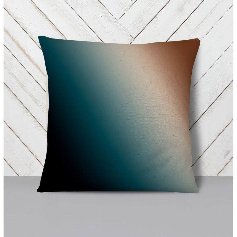 Throw Pillow With Insert, Black/Green/Orange Ombre 3, 20"H x 20"W