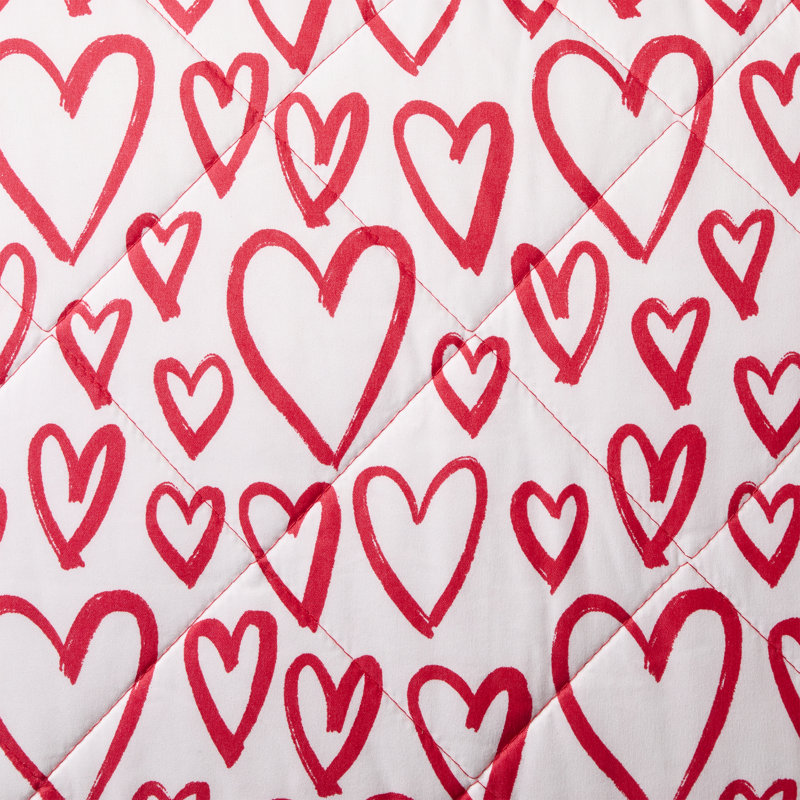 Hallmark Heart Strings 3-Piece Red/Multicolor Quilt Set, King, King Quilt + 2 King Shams