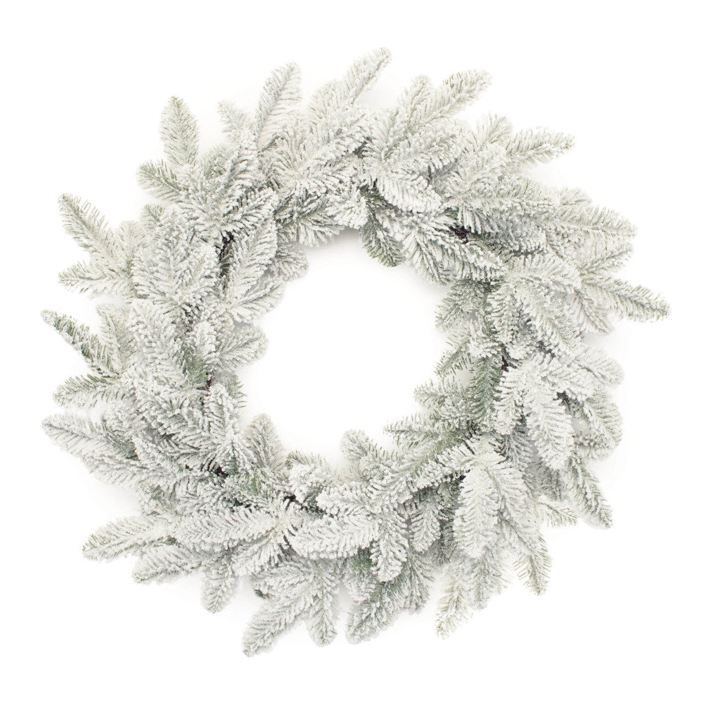 25" White Flocked Pine Christmas Artificial Wreath