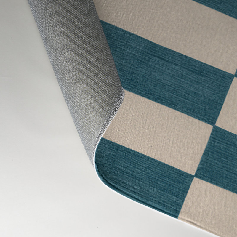 Checkered Beige Indoor and Outdoor Area Rug, Rectangle 9' x 12'