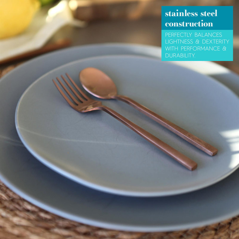 Stainless Steel Teaspoons - 14.5cm - Pack of 4, Copper