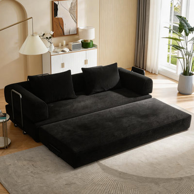 Canapé-lit convertible de 78 pouces avec matelas coulissant, conception sans assemblage pour une utilisation instantanée et peu encombrante.