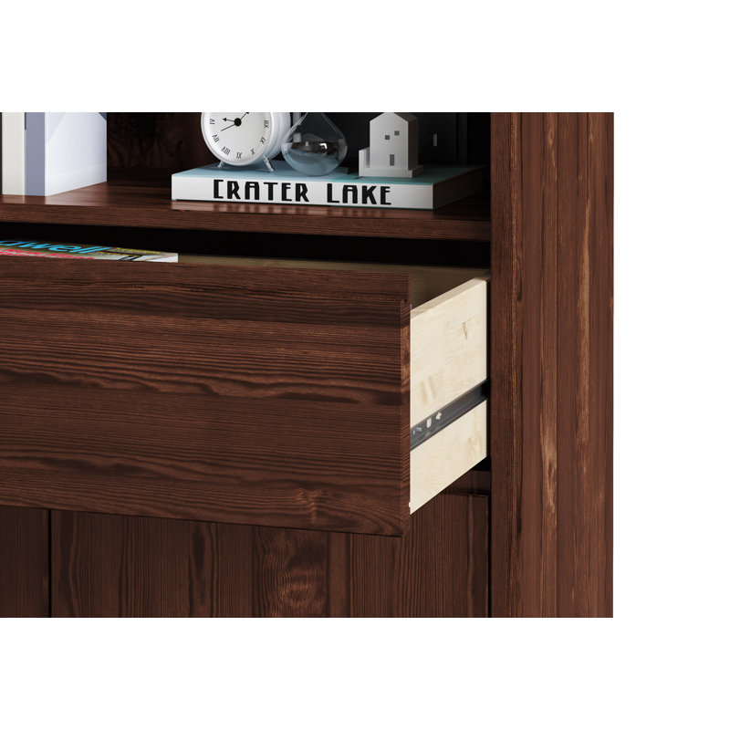 Eftalia 82cm W Solid Wood Height -Adjustable Shelving Unit, Dark brown