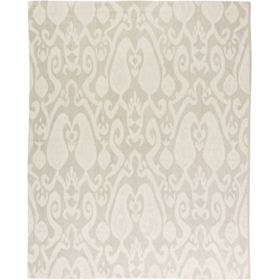 Tapis beige en laine fait à la main 7 pi 10 po x 9 pi 10 po Modern