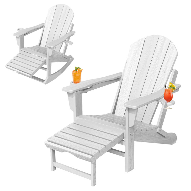 Aunika High Density Polyethylene Multifunctional Folding Adirondack Chair(Set Of 2), White