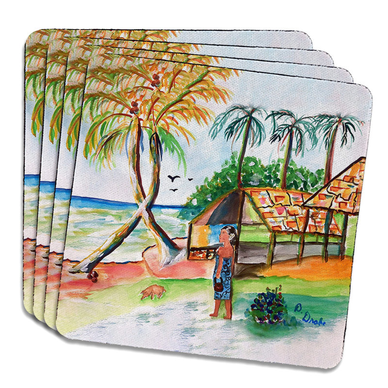 Ensemble de 4 sous-verres Palms & Woman