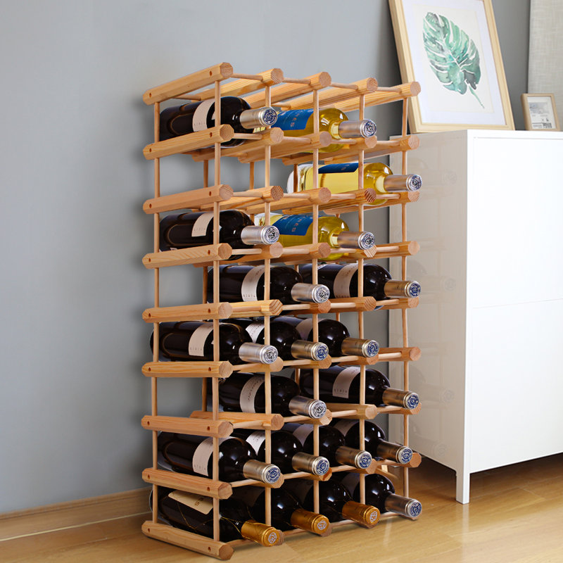 Weern 40 Bottle Solid Wood Floor Wine Bottle Rack in
