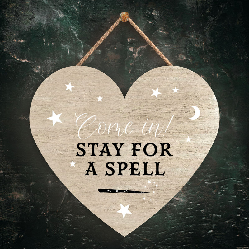 Witch Come In Wooden Heart Plaque, 10cm H x 9cm W x 0.5cm D