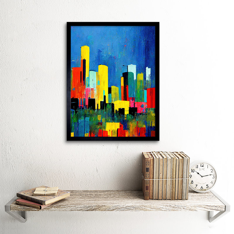 Colourful Cityscape Reflection Dot Abstract - Single Picture Frame Print