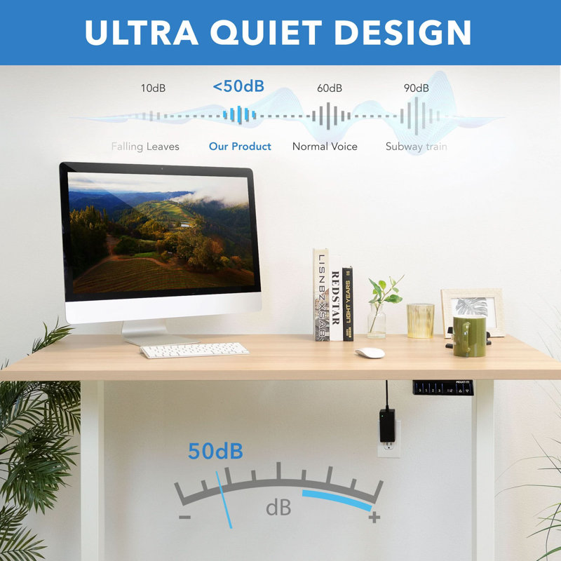 Base de bureau électrique debout à deux moteurs, Blanc