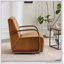 Fauteuil d'appoint pivotant brun rétro - Cuir luxueux luxueux, accoudoirs en bois massif, confort ergonomique pour le salon et le bureau
