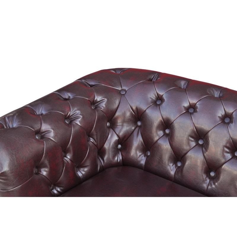 Canton 3 Seater Faux Leather Sofa, Antique Maroon