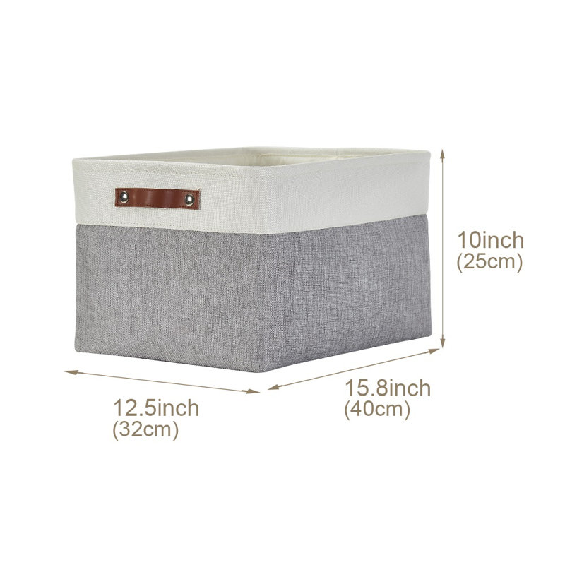 Foldable Fabric Storage Bin, 6, Grey/White
