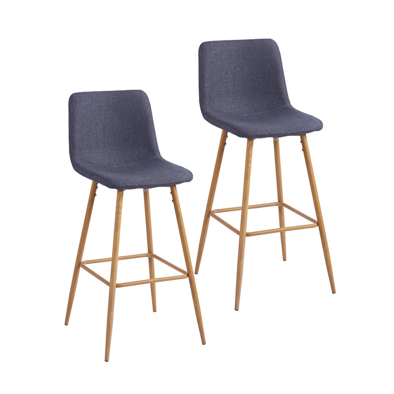 Ensemble de 2 tabourets de bar Corrigan Studio® Eila, revêtement en tissu, pieds en métal, Gris foncé