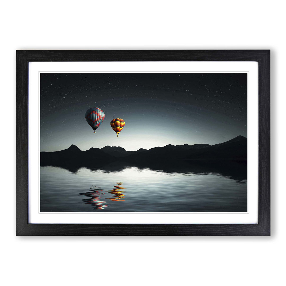 'Landscape Lake Hot Air Balloon (2)' Framed Photographic Print