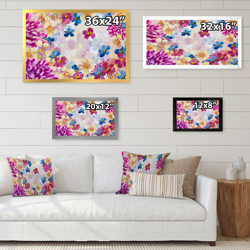 Huile sur toile, art printanier sur toile, H 8 po x l 12 po x P 1 po, Cadre photo argenté