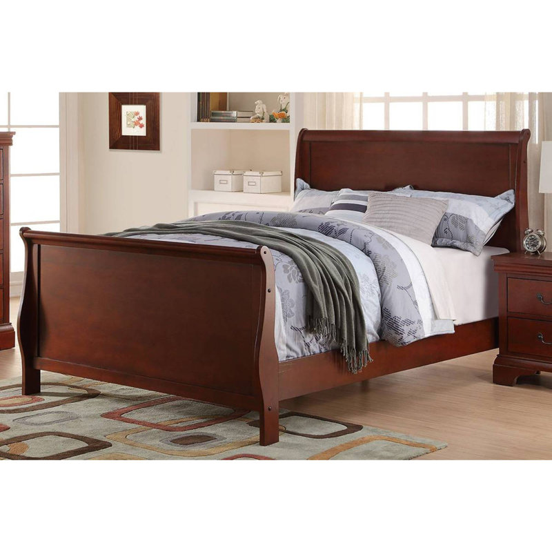 Modern Bed Sleigh Design HB FB Plywood 1pc Bedframe