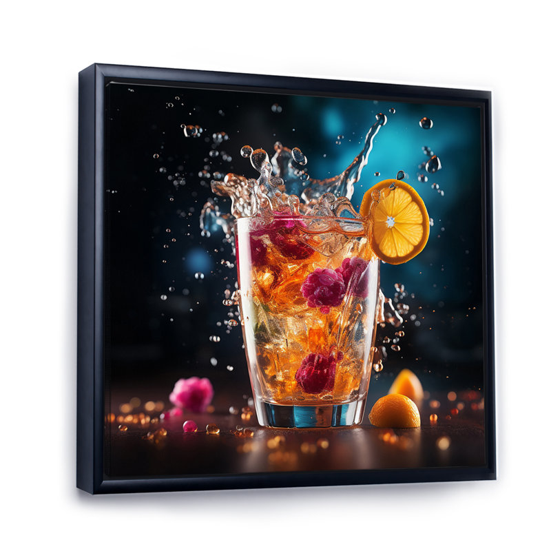 Spiried Beverage I sur impression sur toile, Cadre flottant noir, H 16 po x l 16 po x P 1 po