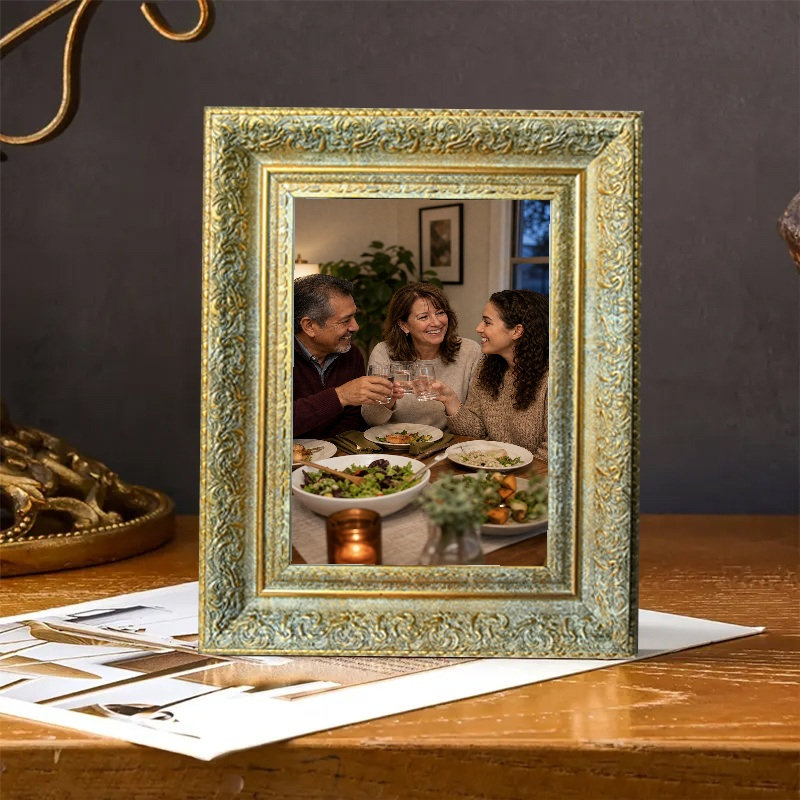 Cadre photo décoratif 11 pi x 14 po or antique 1PC pour mémoire de voyage, Or antique, 1, L 11 po x H 14 po