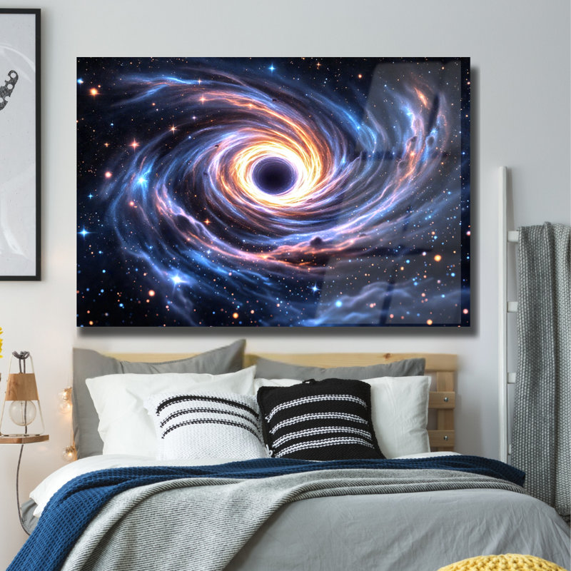 Black Hole Galaxy Tempered Glass Wall Art, 12" H x 16" W