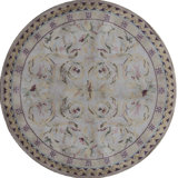 Hand-Knotted High-Quality Beige Round Area Rug