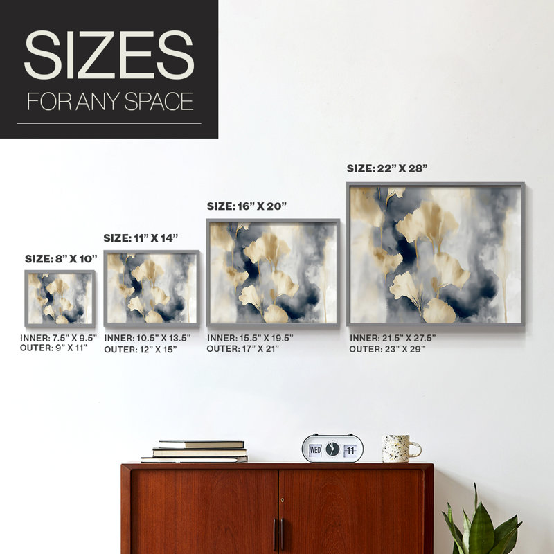 Abstract Series-C -Framed Print - Restickable, Grey, 16" H x 20" W