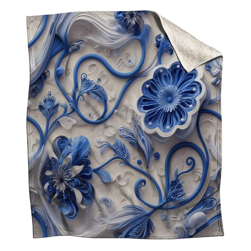 Couvertures bleues à fleurs, 60in W x 80in H