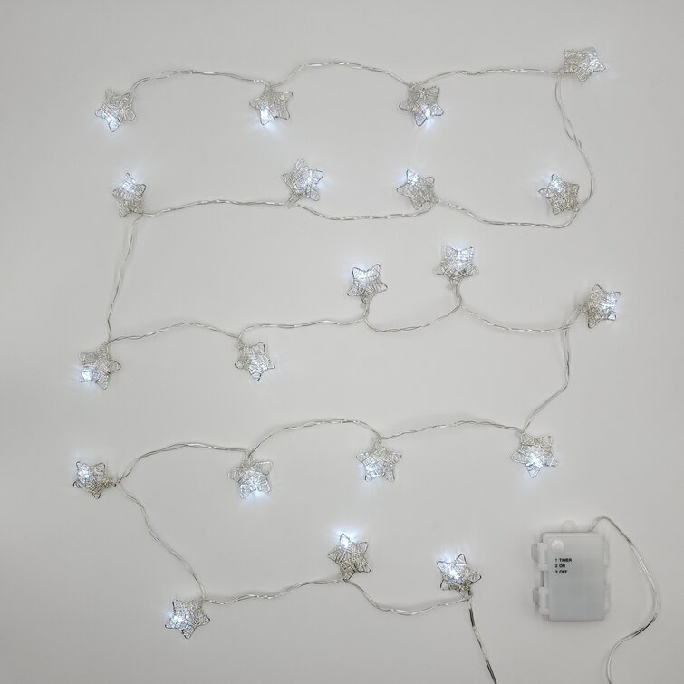 Battery Operated String Lights with 20 Silver Stars