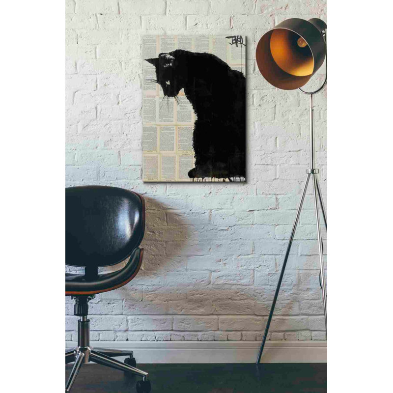 «Cat Black» par Loui Jover, art mural sur toile, H 26 po x l 18 po x P 1,25 po