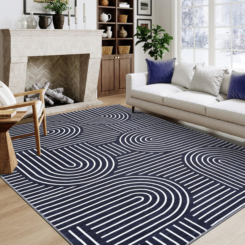 Machine Printed Area Rug, Blue, Rectangle 160 x 230 cm