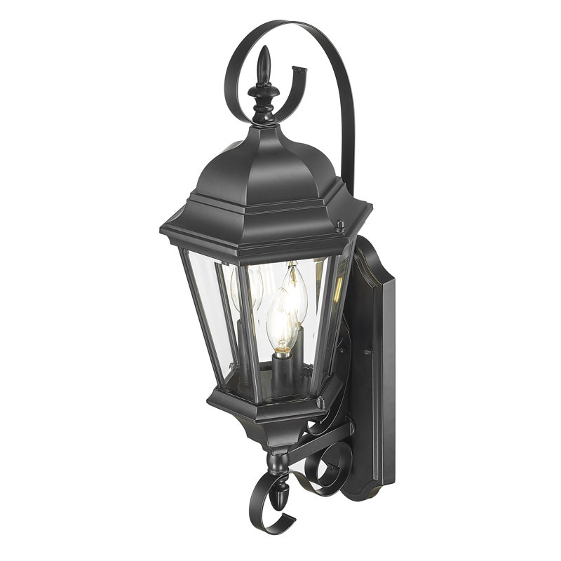 Lanterne murale d'extérieur 3 lumières Prangins, Noir mat