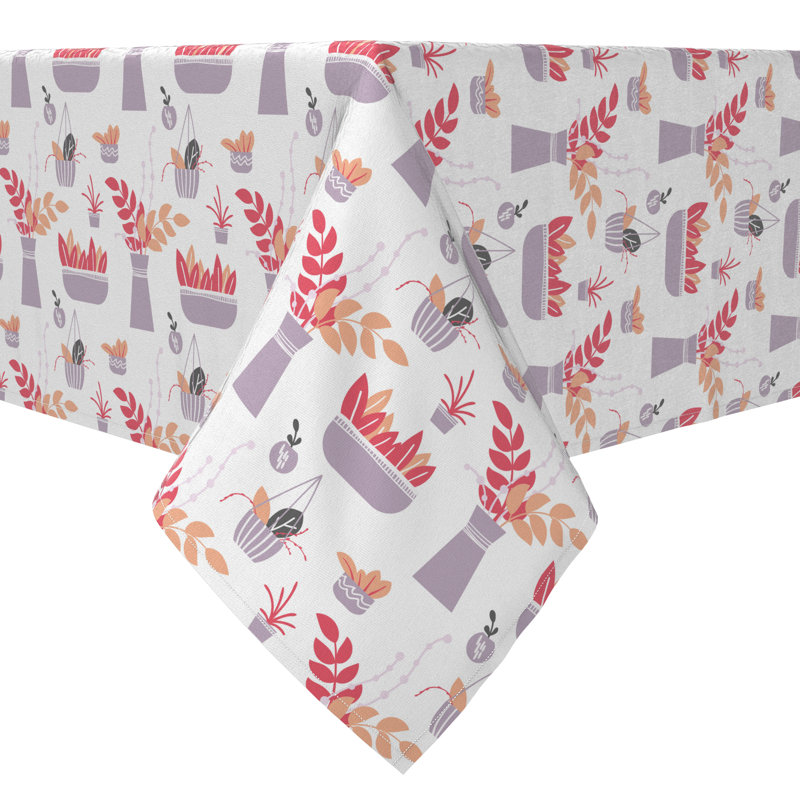 Rectangular Floral Cotton Twill Tablecloth