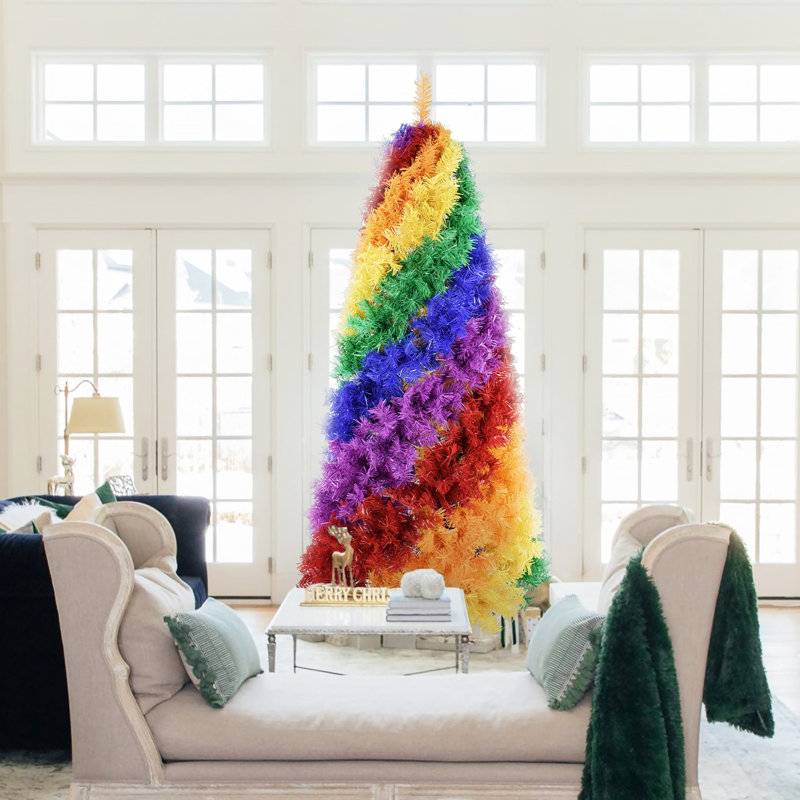 Arbre de Noël artificiel à rayures diagonales, 6' H
