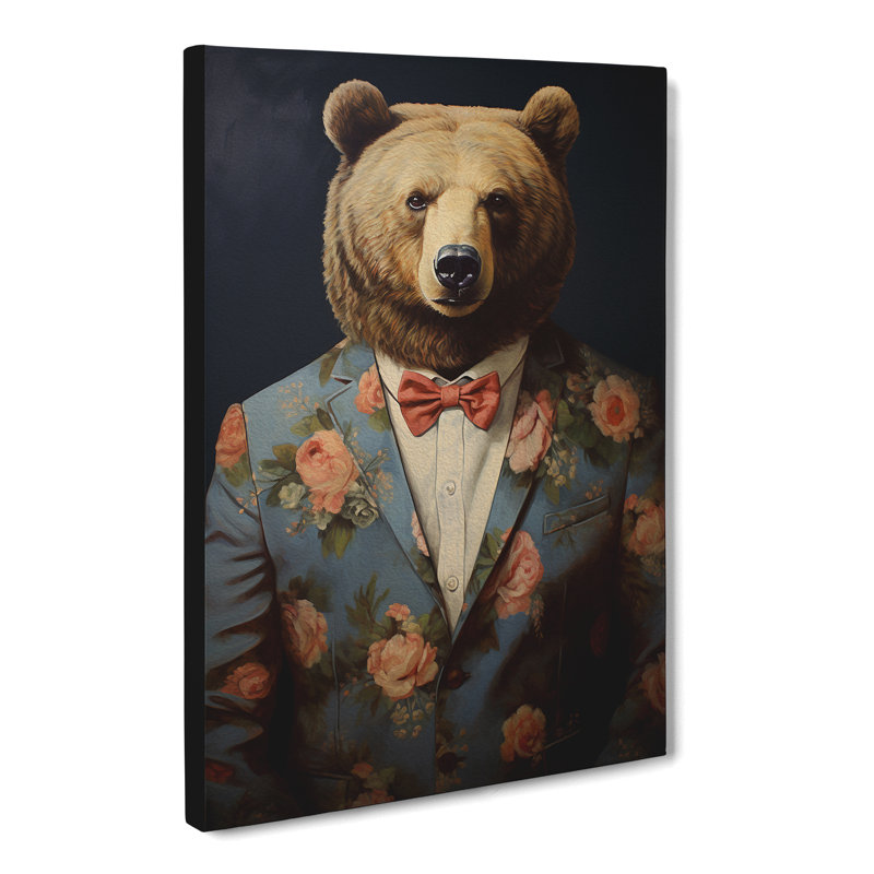 Bear In A Suit - Print on Canvas, 60cm H x 40cm W x 3cm D