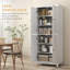 Armoire de cuisine de 72,5 po de hauteur, armoire de cuisine autoportante avec 4 portes à fermeture en douceur et tablettes réglables pour la salle à manger, blanc vieilli