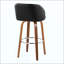 Tabouret de bar à hauteur fixe avec pivot en bois avec repose-pieds rond en métal - ensemble de 2