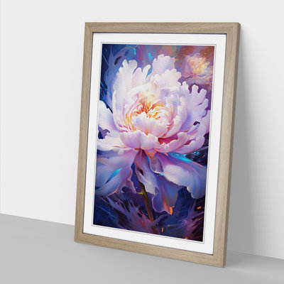 Peony Flower Futurism - Single Picture Frame Print on Wood