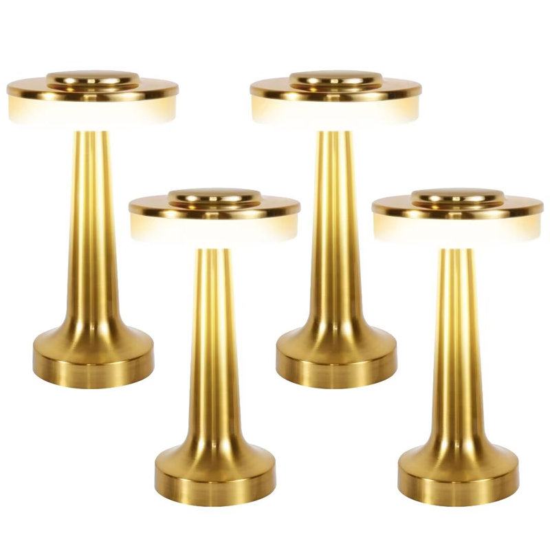 Xeni LED Portable Metal Table Lamp Rechargeable Battery 3-Levels Brightness Night Light, Gold